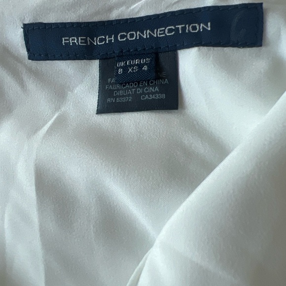 French Connection White Sleeveless Whisper V Neck Bow Mini Dress - Picture 7 of 7